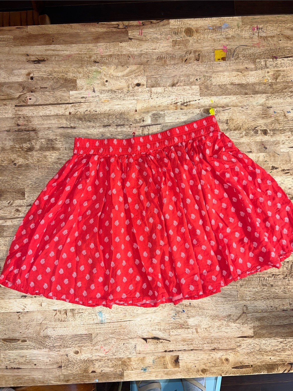 Women's Red Printed Circle Skirt